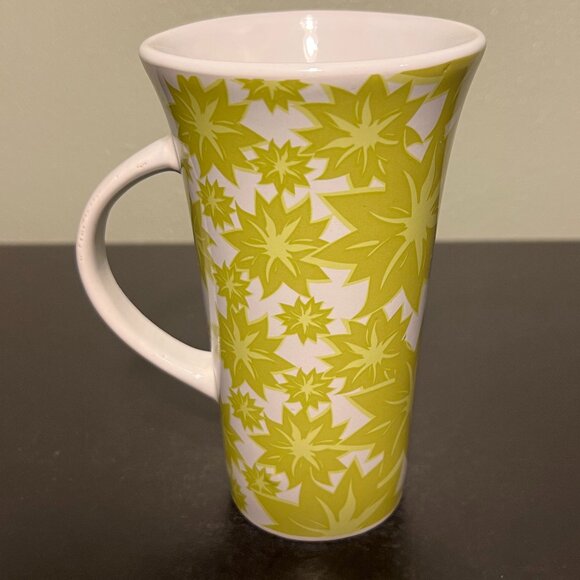 BLUE HARBOR Tall & Tapered Floral Ceramic Mug w/ Two-Tone Green Blossoms - Picture 7 of 13